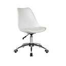 White office chair with a chrome base on a white background