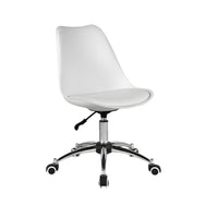 White office chair with a chrome base on a white background